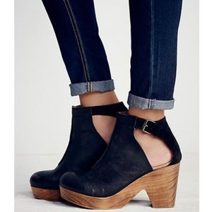 FREE PEOPLE Black Amber Orchard Leather Clog Bootie Size 39